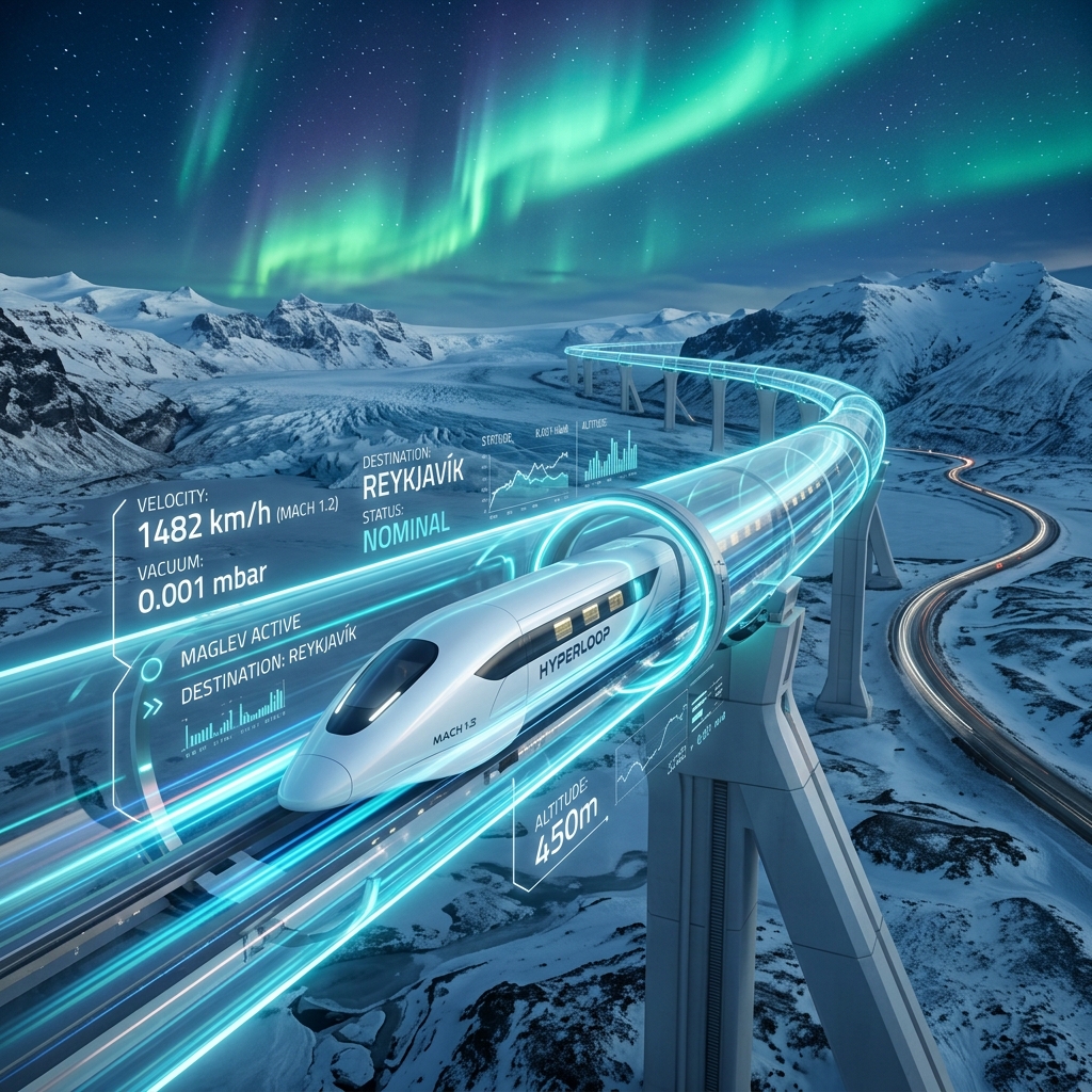 网际快车 Hyperloop 磁悬浮真空管道加速器示意图